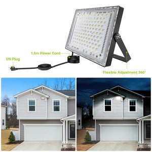 STASUN 300W Flood Lights Outdoor, 30000lm Bright LED Work Light with Plug and Switch, 6000K Daylight White LED Flood Light Outdoor, IP66 Waterproof Security Lights for Yard Garage Stadium