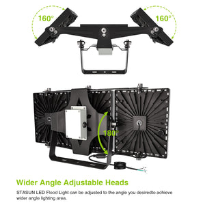 2 Pack 300W LED Flood Light Outdoor, Exterior Flood Lights, Outdoor Flood Lights, Plug In Flood Light, For Yard, Garden, Playground, Lawn, Garages,Basketball Court, Stadium