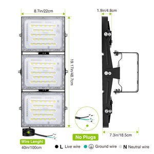 STASUN LED Flood Light Outdoor, 300W 30000lm 3000K Warm White IP66 Waterproof, Commercial Parking Lot Light,3 Heads for Yard Street Stadium House Floodlight Bright Security Lights for Outdoor Area