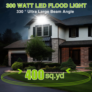 LED Flood Light Outdoor, STASUN 300W 30000lm 6000K Daylight White IP66 Waterproof, Stadium Lighting Commercial Parking Lot Light, Black