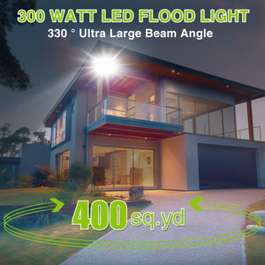 LED Flood Light Outdoor, STASUN 300W 30000lm 6000K Daylight White IP66 Waterproof, Stadium Lighting Commercial Parking Lot Light, Gray