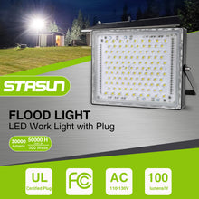 Load image into Gallery viewer, STASUN 300W Flood Lights Outdoor, 30000lm Bright LED Work Light with Plug and Switch, 6000K Daylight White LED Flood Light Outdoor, IP66 Waterproof Security Lights for Yard Garage Stadium
