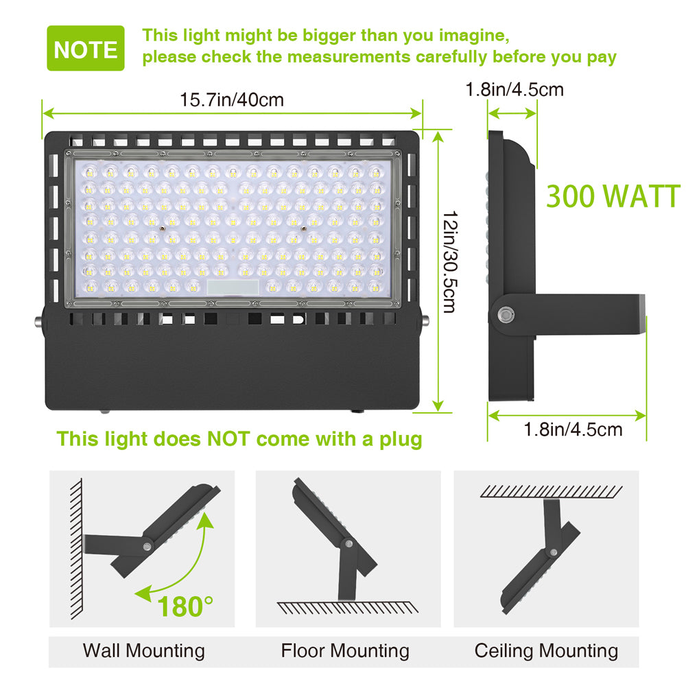 STASUN Ultra Series LED Flood Lights 300W / 400W / 500W / 600W, ETL Certified, 150LM/W High Brightness Outdoor LED Security Lights, IP66 Waterproof 5000K Cool White