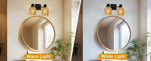 Load image into Gallery viewer, STASUN 2 Lights Farmhouse Vanity Light, Rattan bathroom lighting fixtures Over Mirror, Bathroom Vanity Light with 330°Adjustable Lampshade, Suitable for Mirror, Hallway, Porch, E26 Base (Bulbs Not Included)
