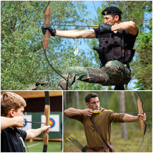 Load image into Gallery viewer, Black Hunter Recurve Bow and Arrow Set, GLURAK 60'' Wooden Takedown Recurve Bows Package, Archery Bow Kit for Target Practice and Hunting, Right Hand, 25-50 Lbs

