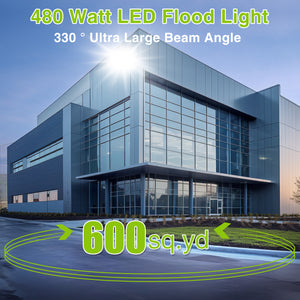 LED Flood Light Outdoor, STASUN 480W 48000lm 6000K Daylight White IP66 Waterproof, Stadium Lighting Commercial Parking Lot Light, Black
