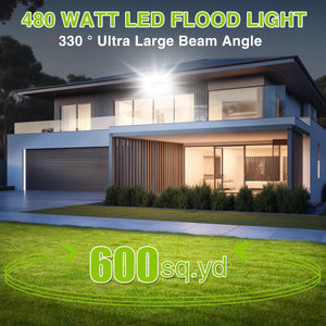 LED Flood Light Outdoor, STASUN 480W 48000lm 6000K Daylight White IP66 Waterproof, Stadium Lighting Commercial Parking Lot Light, Gray