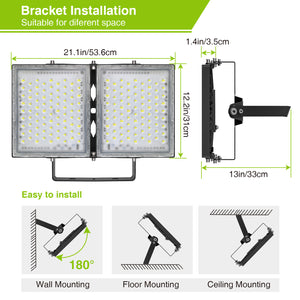 STASUN 500W Flood Lights Outdoor, 50000lm Bright LED Work Light, 6000K Daylight White LED Flood Light Outdoor, IP66 Waterproof Security Lights Yard Lights for Yard Garage Stadium