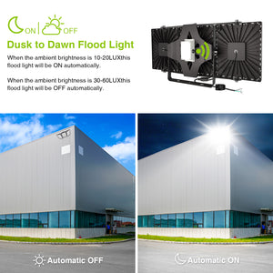 LED Flood Lights Outdoor, 600W 60000LM 6000K Dusk to Dawn Outdoor Lighting with Photocell, IP66 Waterproof, 3 Heads Adjustable Wide Outside Lighting for Parking Lot, Yard, Street, Stadium