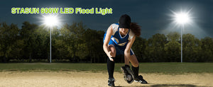 LED Flood Light Outdoor, STASUN 600W 60000lm 6000K Daylight White IP66 Waterproof, Stadium Lighting Commercial Parking Lot Light, Gray