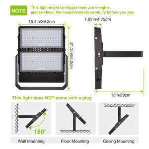 STASUN 600W 90000LM Dusk to Dawn LED Stadium Flood Lights - Photocell, Professional Grade Security Lights, Energy-Efficient, 5000K for Yard, Stadium, Courts, Commercial, Parking Lot