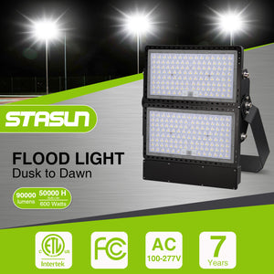 STASUN 600W 90000LM Dusk to Dawn LED Stadium Flood Lights - Photocell, Professional Grade Security Lights, Energy-Efficient, 5000K for Yard, Stadium, Courts, Commercial, Parking Lot