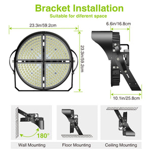 STASUN Ultra Series 600W 90000LM LED Stadium Light, Ultra- Bright Spot Light, 5000K Color Temperature, IP66 Waterproof for Stadium, Basketball, Football Courts, Commercial, Parking Lot