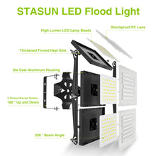 Load image into Gallery viewer, LED Flood Light Outdoor, STASUN 480W 48000lm 6000K Daylight White IP66 Waterproof, Stadium Lighting Commercial Parking Lot Light, Black
