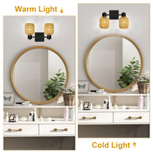 Load image into Gallery viewer, STASUN 2 Lights Farmhouse Vanity Light, Rattan bathroom lighting fixtures Over Mirror, Bathroom Vanity Light with 330°Adjustable Lampshade, Suitable for Mirror, Hallway, Porch, E26 Base (Bulbs Not Included)
