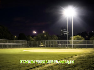 LED Flood Light Outdoor, STASUN 750W 75000lm 6000K Daylight White IP66 Waterproof, Stadium Lighting Commercial Parking Lot Light, Black