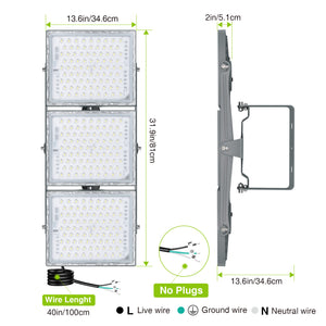 LED Flood Light Outdoor, STASUN 750W 75000lm 6000K Daylight White IP66 Waterproof, Stadium Lighting Commercial Parking Lot Light, Gray