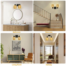 Load image into Gallery viewer, STASUN 2 Lights Farmhouse Vanity Light, Rattan bathroom lighting fixtures Over Mirror, Bathroom Vanity Light with 330°Adjustable Lampshade, Suitable for Mirror, Hallway, Porch, E26 Base (Bulbs Not Included)
