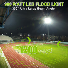 Load image into Gallery viewer, LED Flood Light Outdoor, STASUN 900W 90000lm 6000K Daylight White IP66 Waterproof, Stadium Lighting Commercial Parking Lot Light, Gray
