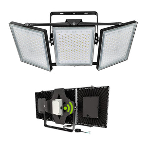 LED Flood Lights Outdoor, 900W 90000LM 6000K Dusk to Dawn Outdoor Lighting with Photocell, IP66 Waterproof, 3 Heads Adjustable Wide Outside Lighting for Parking Lot, Yard, Street, Stadium