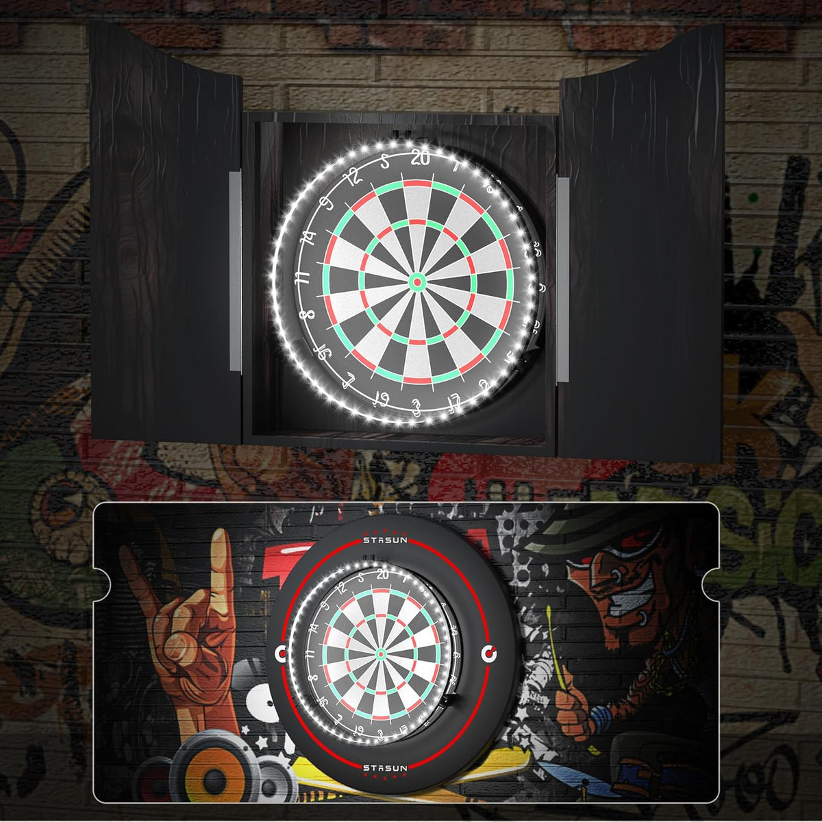 STASUN 360° Dartboard Light,White LED Darts Lighting,Dimmable Dart Boa