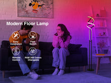 Load image into Gallery viewer, Modern RGB Spiral Floor Lamp, Dimmable LED Floor Lamp with RGBW, Ultra Bright, Standing Tall Lamp with Remote Reading Floor Lamp for Living Room Bedroom Office
