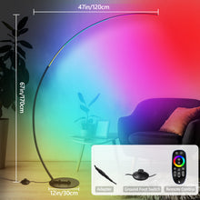 Load image into Gallery viewer, CHICLUX RGBW Arc Floor Lamp, Dimmable LED Floor Lamp with RGBW, Ultra Bright, Modern Standing Tall Lamp with Remote Reading Floor Lamp for Living Room Bedroom Office
