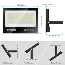 Load image into Gallery viewer, STASUN Dusk to Dawn Flood Light, 200W 20000lm Security Floodlight Photocell, 6000K Daylight White, IP66 Waterproof Super Bright Work Light
