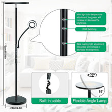 Load image into Gallery viewer, STASUN LED FLoor Lamp LED Standing Light Torchiere Light, RGB Light with Adjustable Reading Lamp
