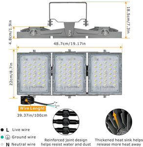 STASUN 150W LED Flood Light, 3000K, Gray